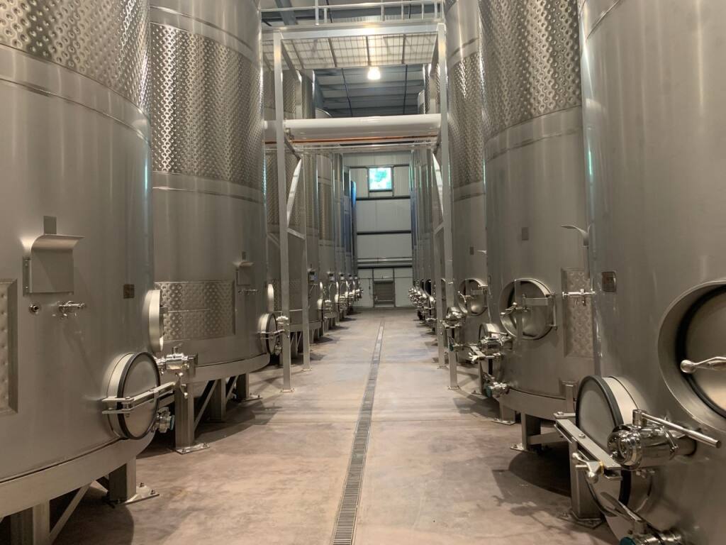 Feliz Creek Cellars has installed 700,000 gallons of stainless-steel tank storage for wine at its 60,000-square-foot Hopland custom winery. (courtesy of Feliz Creek Cellars)