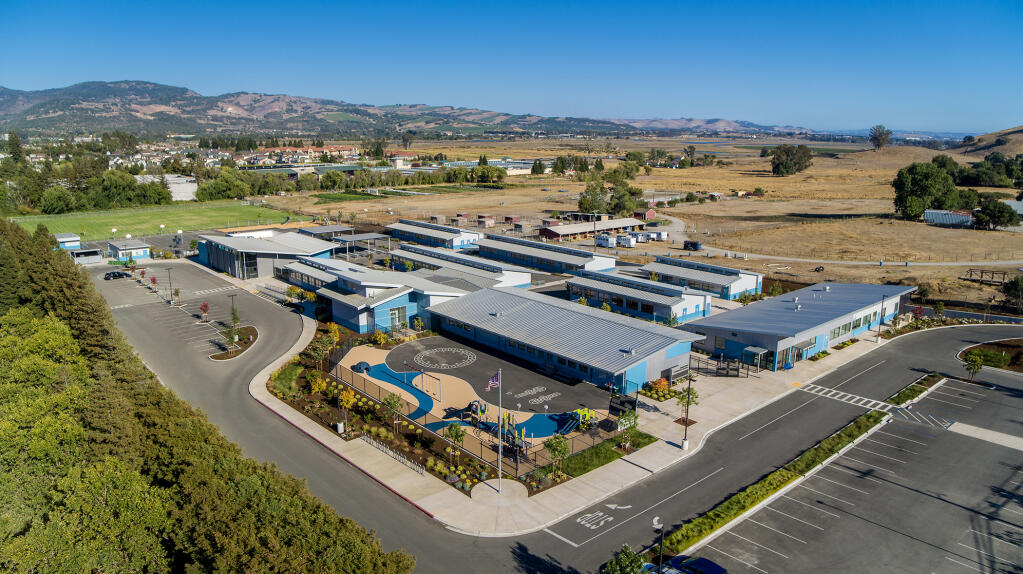 A birds eye view of the new Irene Snow Elementary School in Napa on Aug. 6, 2020 (courtesy of TLCD Architecture)