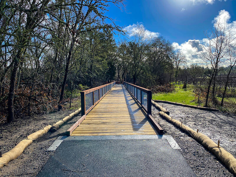 A .2-mile extension connecting the West County Trail to downtown Forestville is now open to the public. (Sonoma County Regional Parks)