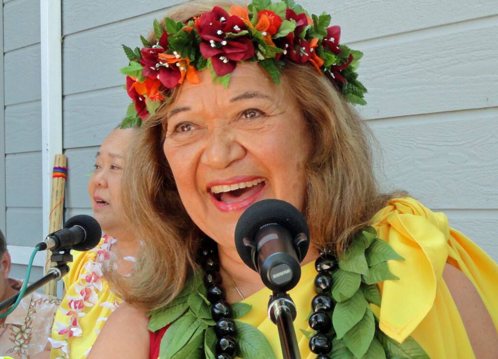 Betty Ann Bruno teaches the hula. The Sonoma Valley resident died on Sunday, July 30, 2023, at the age of 91 and a celebration of her life will be held at Sonoma Veterans Memorial Building on Sunday, Sept. 10, 2023. (Courtesy of Craig Scheiner)