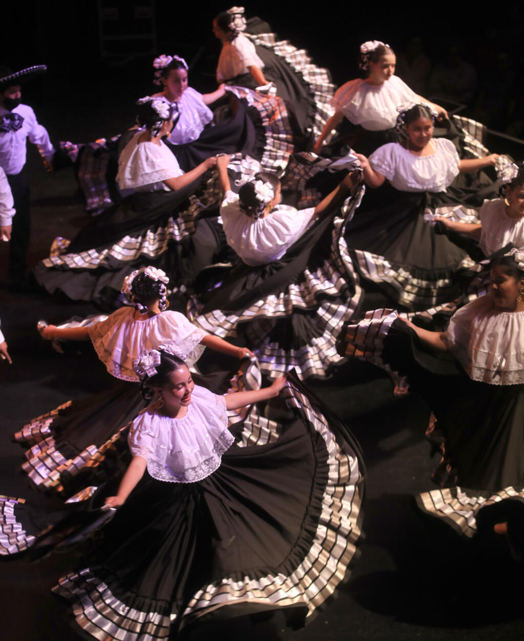 Ballet Folklorico dancers perform during the youth mariachi program at the Luther Burbank Center for the Arts, Friday, July 22, 2022 in Santa Rosa  (Kent Porter / The Press Democrat) 2022