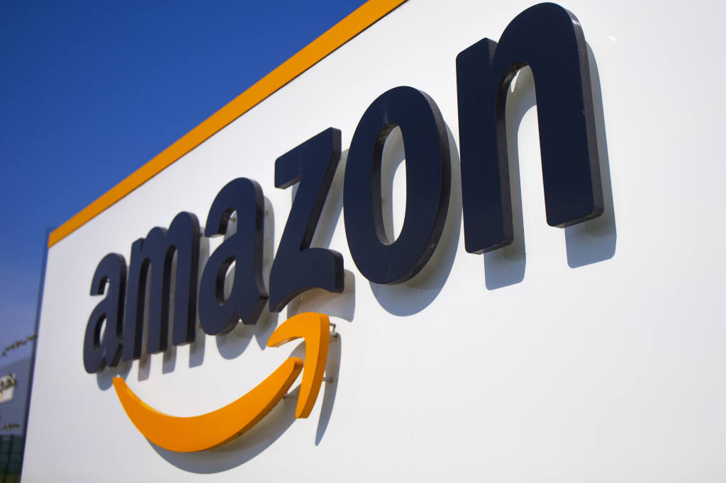 The Amazon logo is seen in Amazon, in Douai, northern France, Thursday April 16, 2020.  (AP Photo/Michel Spingler)