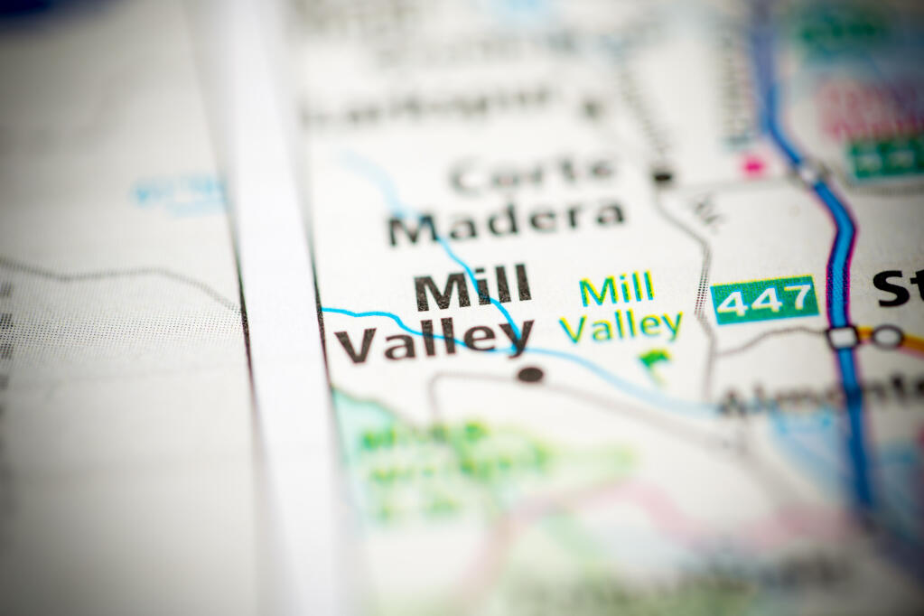 Mill Valley, Marin County, on a highway map.