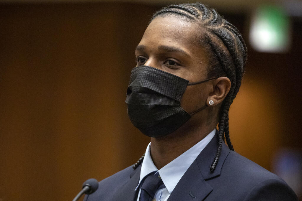 Rapper A$AP Rocky appeared in a Los Angeles Superior courtroom on Wednesday, Aug. 17, 2022, and pleaded not guilty to assault charges stemming from a Nov. 2021, run-in with a former friend in Hollywood. The rapper, whose real name is Rakim Mayers, remains free on $550,000 bond and is due back in court Nov. 2, 2022. (Irfan Khan/Los Angeles Times via AP, Pool)