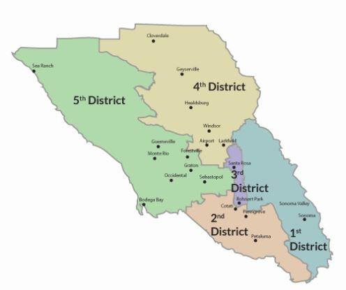 Sonoma County’s supervisorial districts are set to be redrawn as part of a once-a-decade exercise. (County of Sonoma)