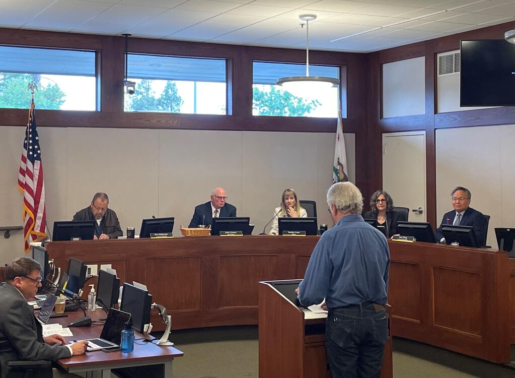 A resident of Sonoma speaks during public comment at the Sonoma City Council meeting May 3 at the Sonoma Council Chambers. (Chase Hunter/Index-Tribune)