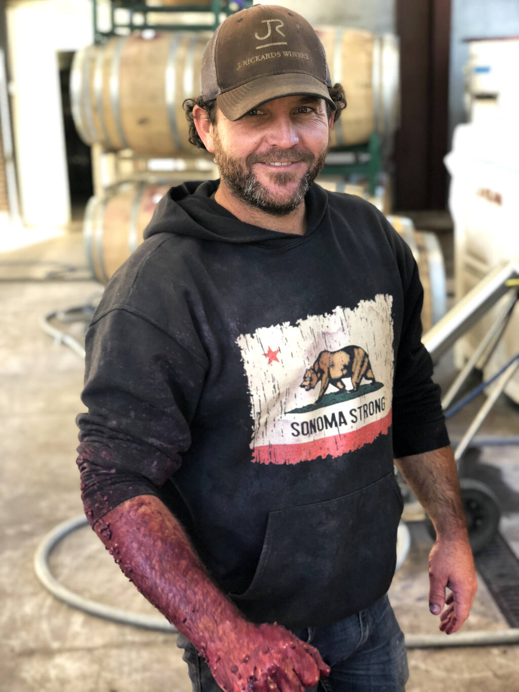 Blaine Brazil is the winemaker behind the winner of the Press Democrat’s recent Thanksgiving Reds blind tasting is the J. Rickards Winery, 2019 One Lone Row, Alexander Valley, Sonoma County Grenache. (J. Rickards Winery)
