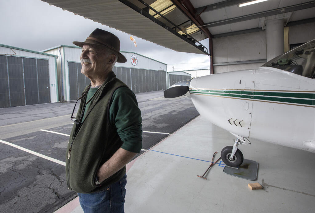 Darrel Jones, vice president of the Chapter 1268 of the Experimental Aircraft Association, with his Cessna 182 at the Sonoma Skypark airport on Eighth St. E. on Monday, March 6, 2023.  (Robbi Pengelly/Index-Tribune)