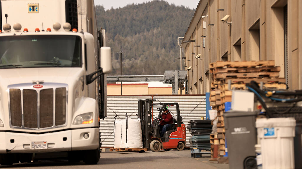 A delivery truck is loaded at Bear Republic Brewing Co., in Cloverdale, Thursday, Feb. 16, 2023. Bear Republic was bought by Drake's Brewing Co. (Kent Porter / The Press Democrat) 2023