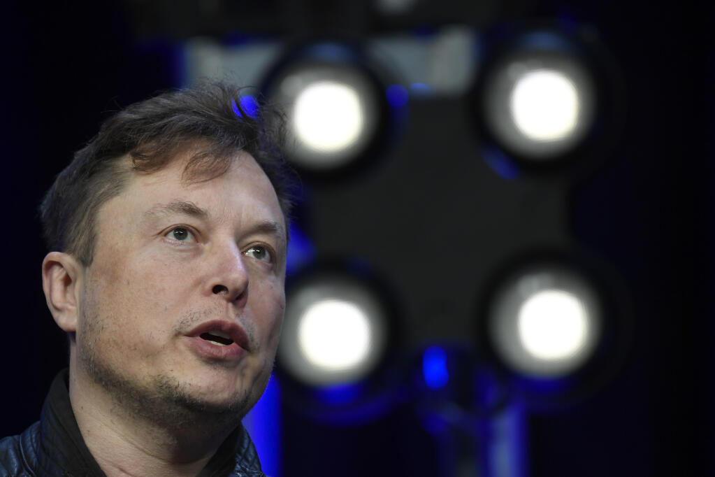 FILE - Elon Musk speaks at the SATELLITE Conference and Exhibition March 9, 2020, in Washington. (AP Photo/Susan Walsh, File)