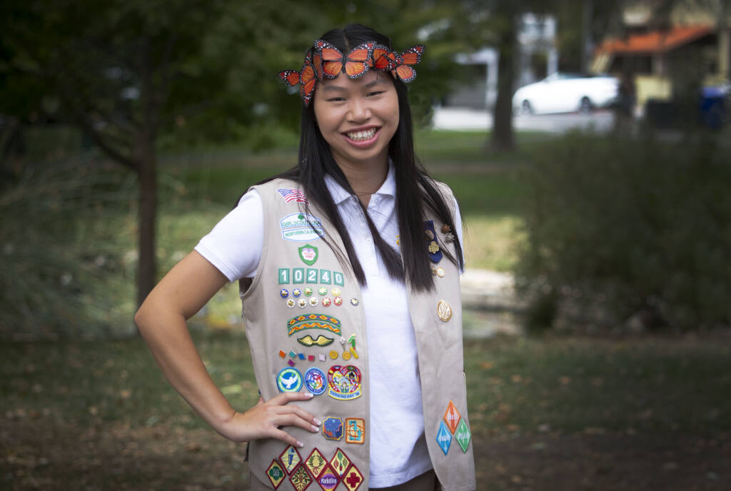 Girl Scout Faline Howard on  the Plaza on Wednesday, August 17, 2022. (Robbi Pengelly/Index-Tribune)