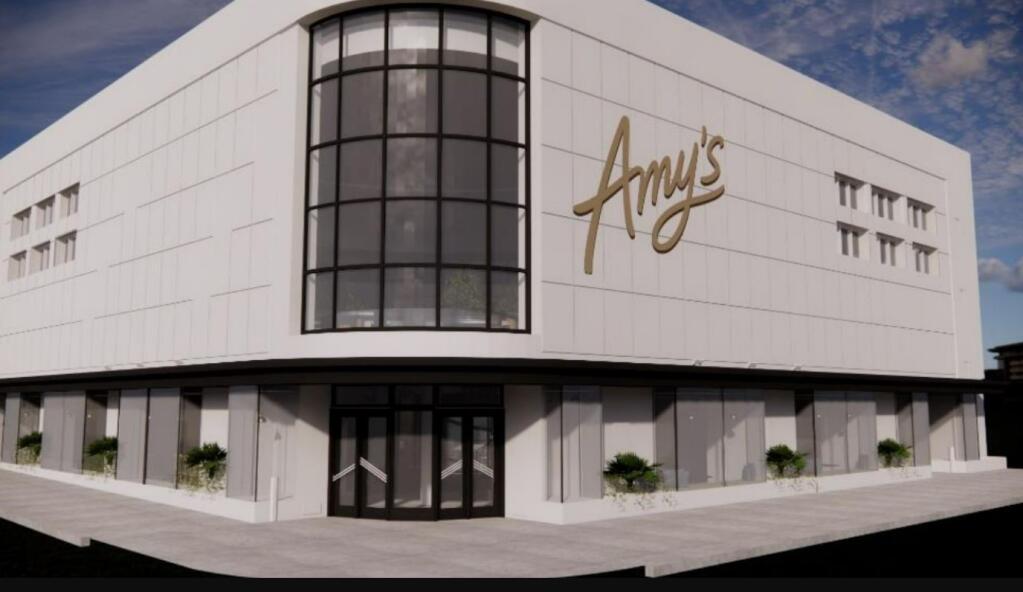 This site rendering photo shows a proposed design for the Amy's Kitchen headquarters, which is expected to move to the former Carithers Department Store building at 109 Kentucky St. (COURTESY OF THE CITY OF PETALUMA)