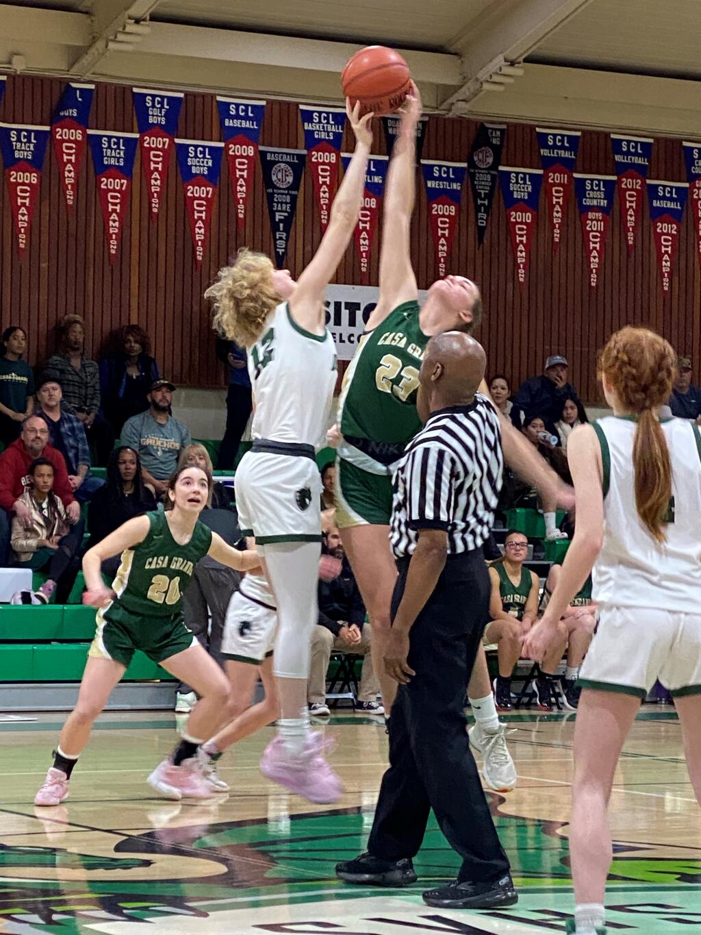 The Dragon girls beat Casa Grande High School on Jan. 21, with a final score of 46-38. (Photo courtesy Anne Cassidy)