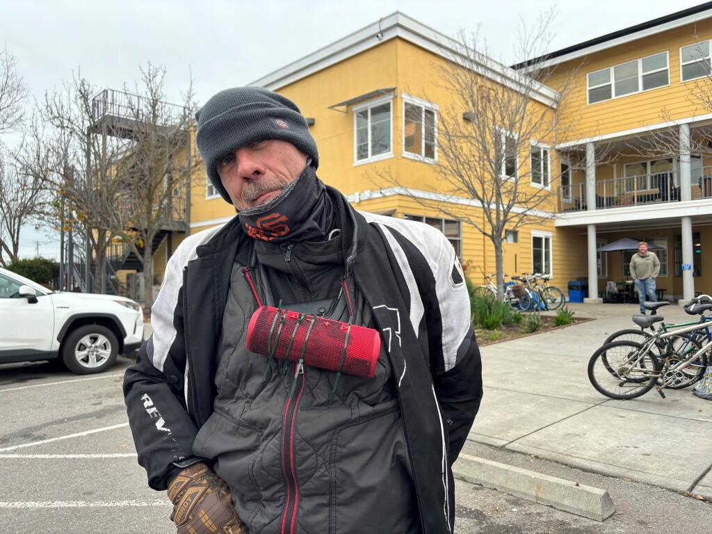 Greggery Faulkner, a guide with the Point-In-Time Count in Petaluma, stands outside the Mary Isaak Center after the count on Friday, January 26, 2024. (Jennifer Sawhney/ARGUS-COURIER STAFF)