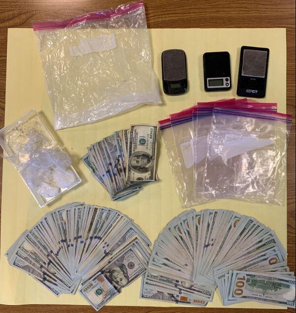 Santa Rosa police display more than $20,000 in cash and more than 2 ounces of fentanyl seized from a motorhome where Tammerina Shimel, 55, was living in outside Howarth Park. Santa Rosa Police Department)