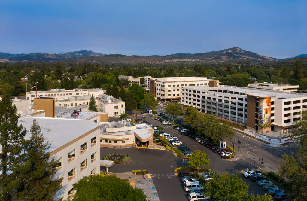 Santa Rosa Memorial Hospital campus on Memorial Drive has added a medical arts plaza, seen in the center of this undated 2020 photo, and a new 600-vehicle parking building, at right, to respond to the growing needs of area residents for better access to health care. (courtesy photo)