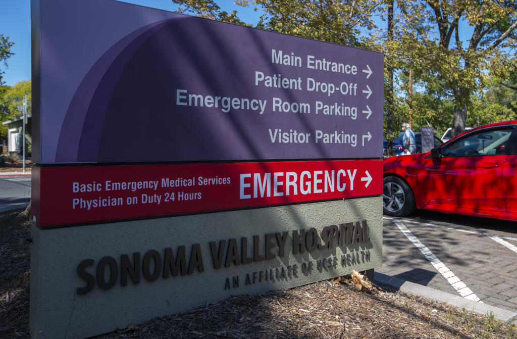 The entrance to the Sonoma Valley Hospital on Andrieux Street on Thursday, Sept. 29, 2023. (Robbi Pengelly/Index-Tribune)