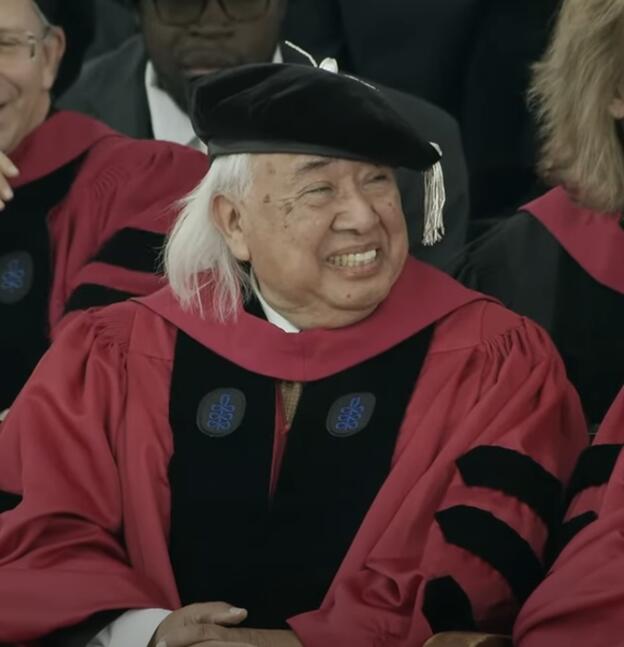 Screenshot of Hugo Morales from the YouTube livestream of the May 25, 2023 ceremony where he received a doctorate of humane letters from Harvard University. (Photo courtesy of Harvard University)