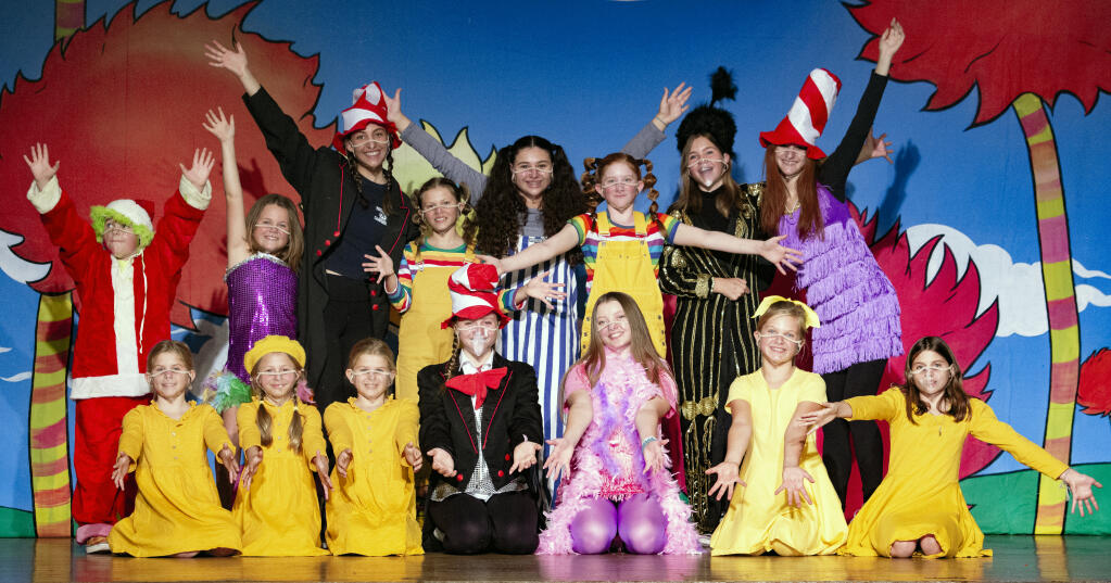 The Sonoma Children’s Creative and Performing Arts group at a recent rehearsal for ‘Seussical’, a musical comedy based on the stories of Dr. Seuss. (Photo by Lucas Thornton/Index-Tribune)