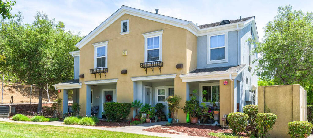 The 77-unit Creekside at Meadow Park apartment complex at 46 Tinker Way, Novato, was built in 2003. Avanath Capital Management purchased it on Dec. 15, 2022, along with the nearby 220-unit Novato complex Bay Vista at Meadow Park for $131.5 million. (courtesy of CBRE)