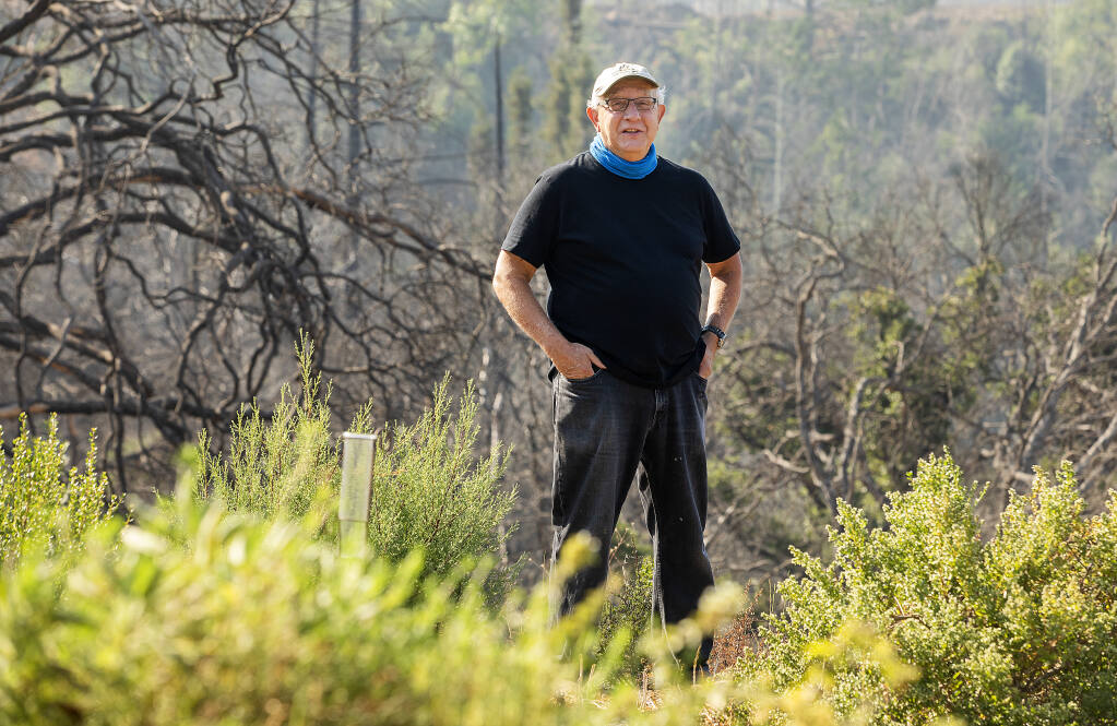 Fire survivor Barry Hirsch urges county supervisors to use PG&E settlement funds for vegetation management and fire protection on Sept. 4, 2020.  (John Burgess / The Press Democrat)