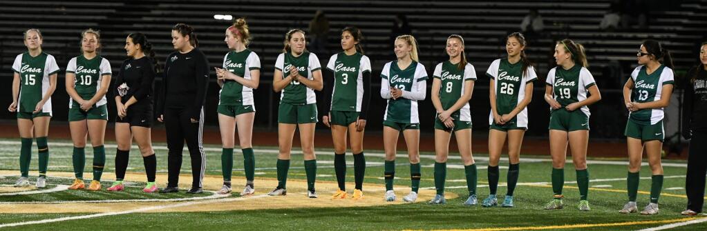 The Casa Grande girls soccer team is the Vine Valley Athletic League champion. Feb. 14, 2923 (Sumner Fowler / For the Argus-Courier)
