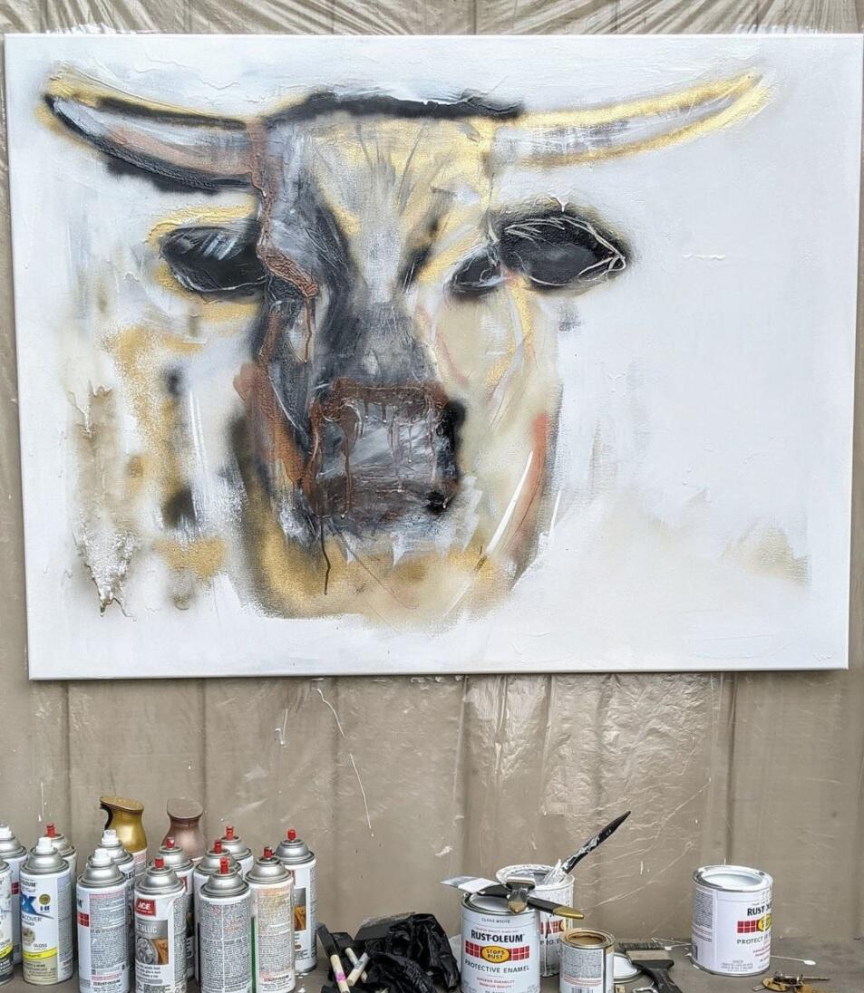 A spray paint piece in progress by lifelong Sonoma artist Annika Gustafsson. (Photo: Annika Gustafsson)