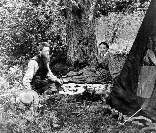 Joseph Kenny and Mrs. Bagley picnic on Fitch Mountain in 1852. (Sonoma County Library)