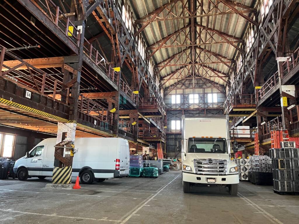 Cinelease, a division of Herc Rentals, rents out space in a former Naval shipyard manufacturing building on Mare Island in Vallejo to film crews. (Susan Wood / North Bay Business Journal)