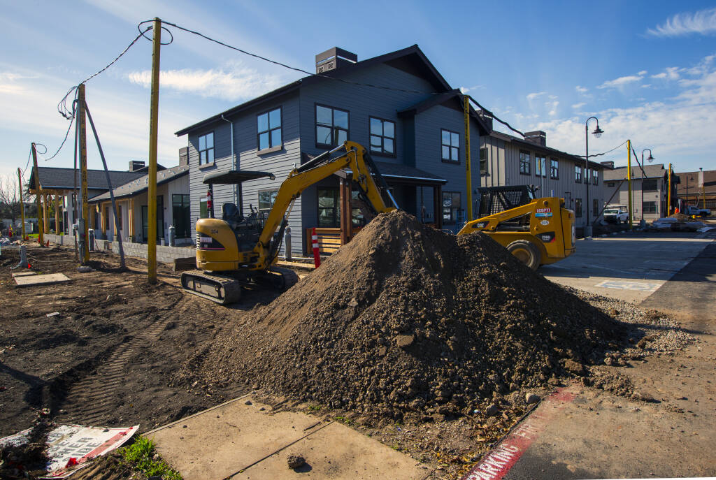 The construction of the 48-unit Alta Madrone affordable housing complex on Broadway, shown here near the end of construction on Jan. 21, 2021, has helped the city exceed its RHNA housing numbers under the current Housing Element cycle. (Photo by Robbi Pengelly/Index-Tribune)
