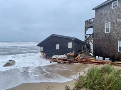 A North Carolina oceanfront home was swept by the sea during a storm on May 9, 2022. (Ralph Patricelli)