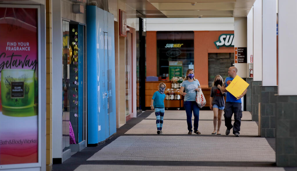 Shoppers at Coddingtown Mall in Santa Rosa in 2020. (Kent Porter / The Press Democrat)