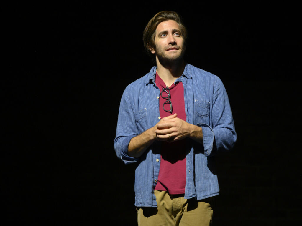 This image released by DKC O&M shows Jake Gyllenhaal during a performance of "Sea Wall/A Life." Gyllenhaal was nominated for a Tony Award for best performance by an actor in a  leading role in a play. (Richard Hubert Smith/DKC O&M via AP)