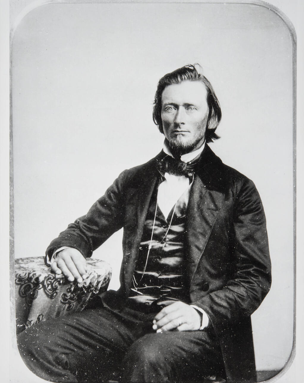 Portrait of Granville P. Swift in Sonoma County in the 1850s. Swift participated in the 1846 Bear Flag Revolt.  He purchased 15,000 acres from Mariano Vallejo near Sears Point in Sonoma County. (Sonoma County Library)