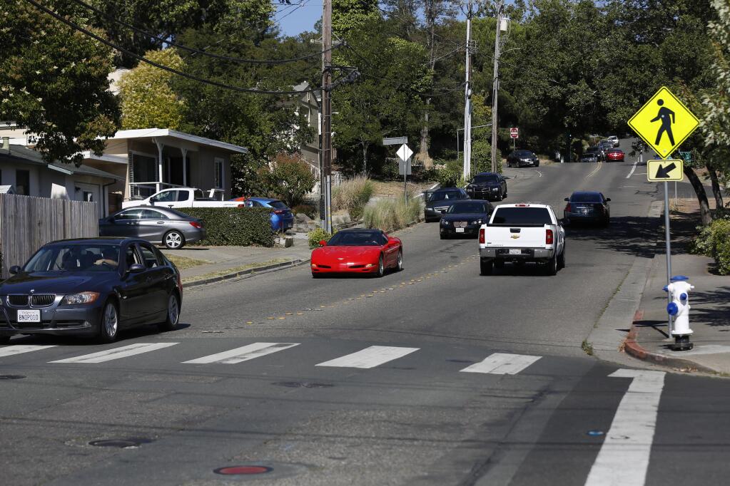 Cars travel on Chanate Road near Lomitas Avenue in Santa Rosa on Tuesday, July 28, 2020. (Beth Schlanker / The Press Democrat)