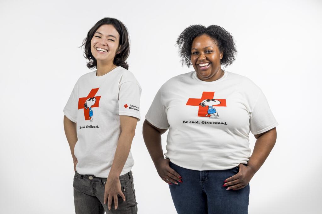 The American Red Cross is giving people who donate blood during the month of April a free T-shirt featuring Snoopy from “Peanuts.” (American Red Cross)