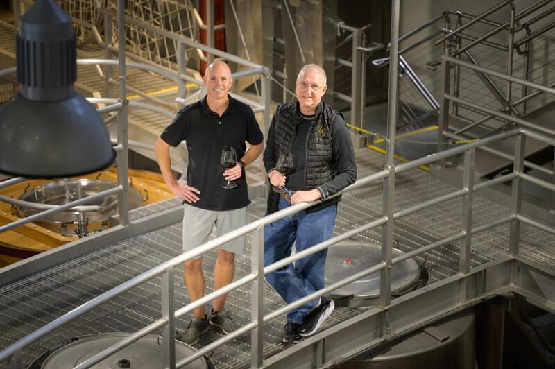 Chuck McMinn (right), owner of Vineyard 29 in the Napa Valley, has announced plans to retire.  Keith Emerson has been promoted to president and CEO.  (Courtesy Photo)