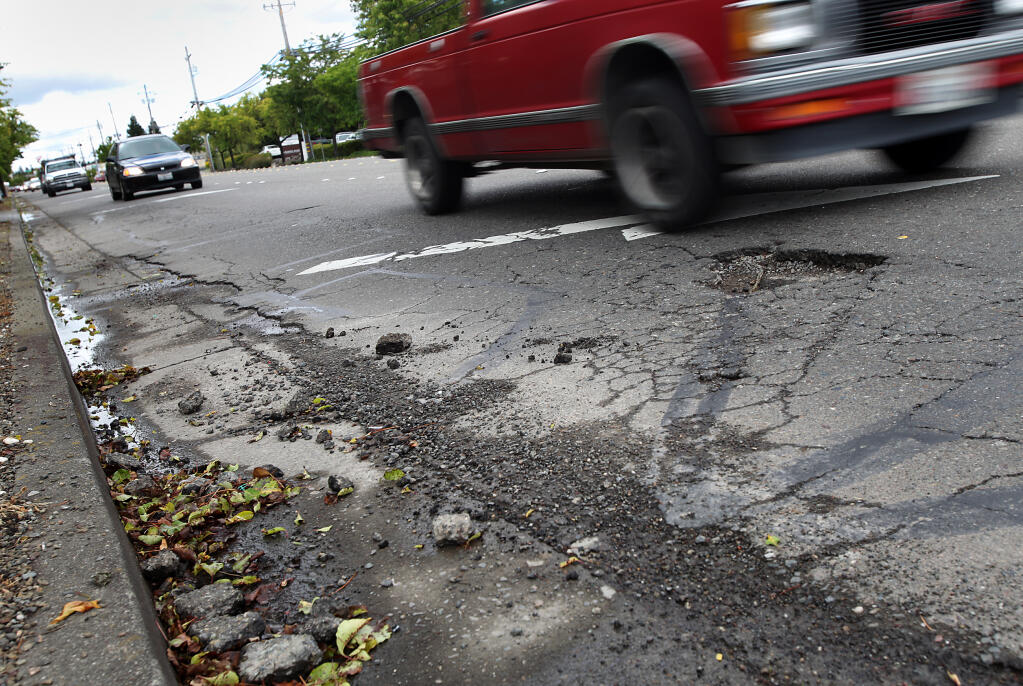 Santa Rosa’s residential streets have a pavement index at the bottom of the “fair” rating and could soon drop to “at risk.” (CHRISTOPHER CHUNG / The Press Democrat, 2011)