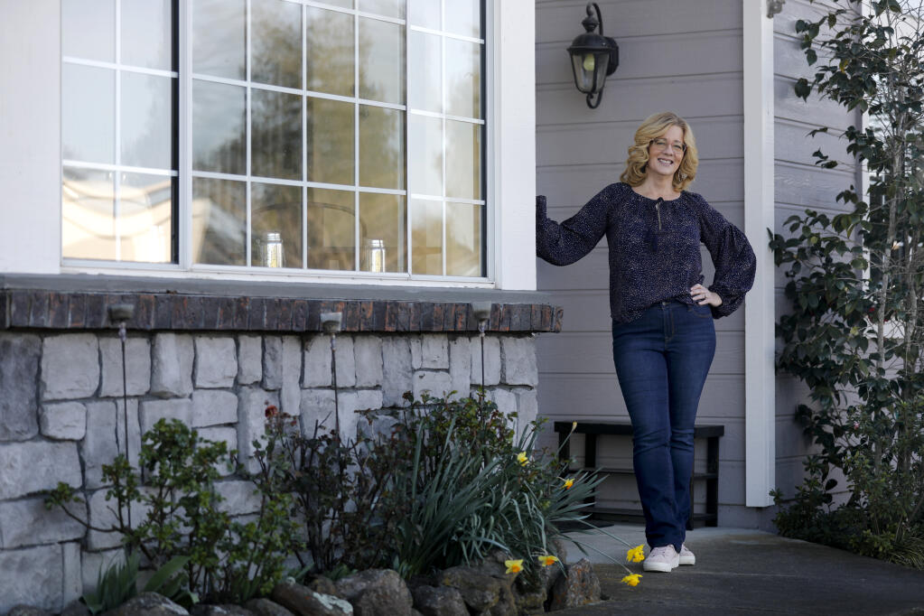 Heart transplant recipient Denise Redeker, at her home in Petaluma, started the Heartfelt Help Foundation to help people pay for living costs while recovering from a heart transplant. (Beth Schlanker/The Press Democrat)