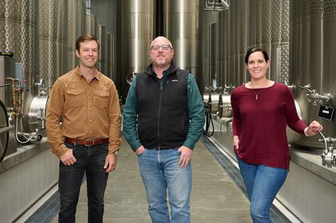 From left, Travis Bullard, now winemaker at Cliff Lede Vineyards; Christopher Tynan, now winemaking director; and Anna Compton, now assistant winemaker. (Bob McClenahan photo)