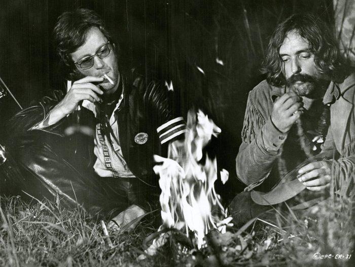 ‘Don’t Bogart Me,’ a song from the Fraternity of Man about sharing, was a hit on the ‘Easy Rider’ soundtrack. Above, Peter Fonda, left, and Dennis Hopper in a contemplative moment from the 1969 film.