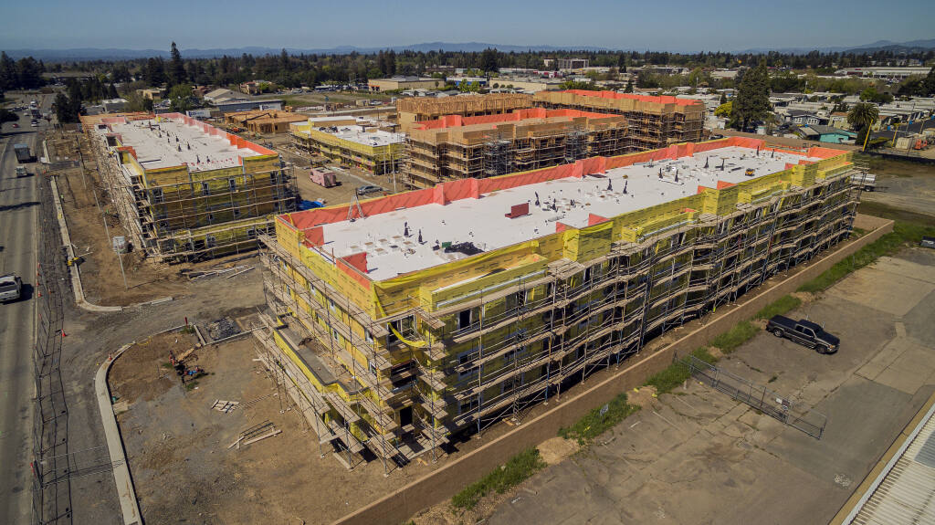 Construction continues on the 252 unit Yolanda Apartments in Santa Rosa, Friday April 1, 2022. (Chad Surmick / The Press Democrat)