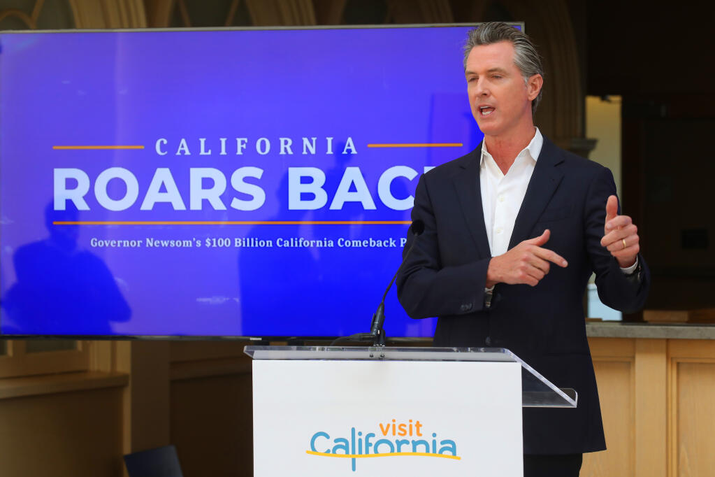 Gov. Gavin Newsom is the target of a recall effort backed by critics of his coronavirus policies and Republican political leaders. (JIM WILSON / New York Times)