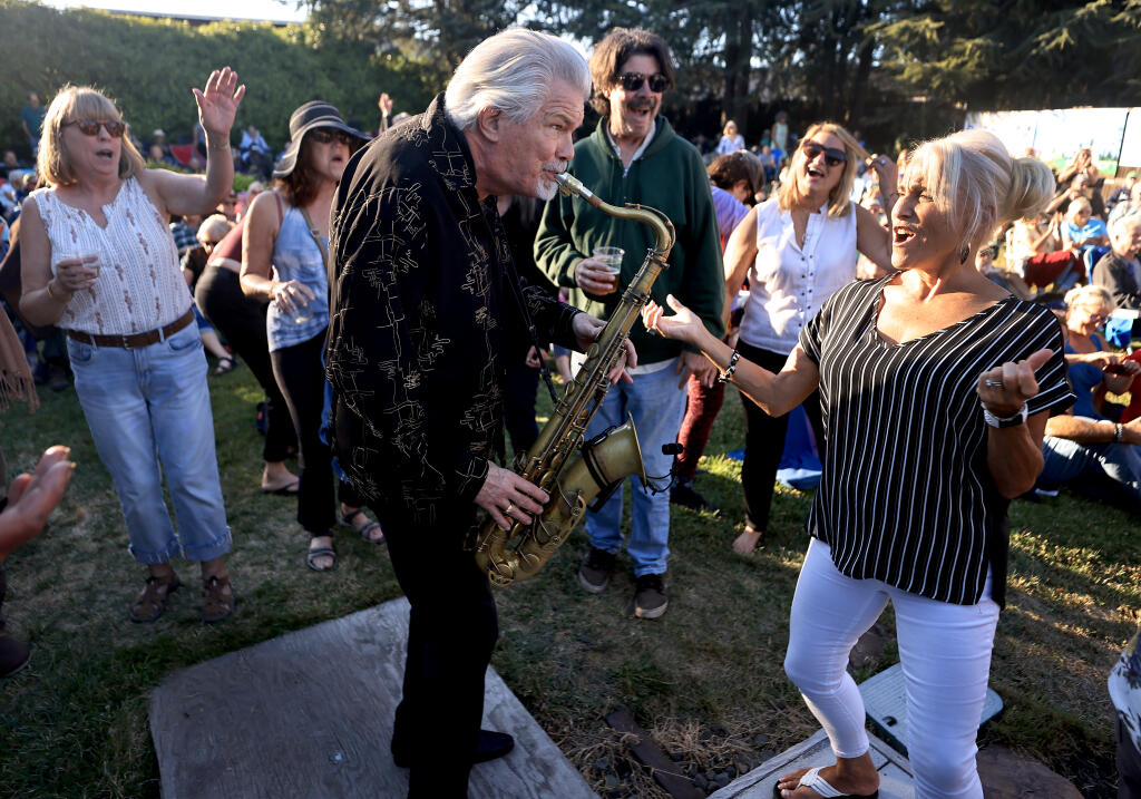 Terry Hanck plays to the crowd during the Krush Soul and Blues Festival, Thursday, Aug. 25, 2022, at the Krush Backyard in Santa Rosa.  (Kent Porter/The Press Democrat)