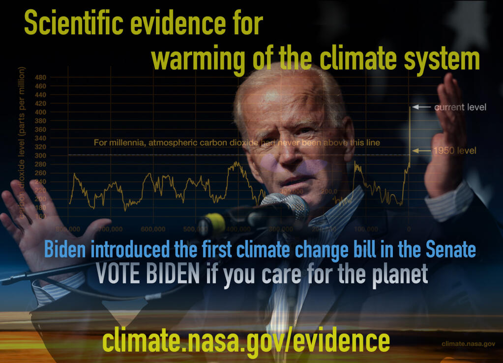 ANY action we take OTHER than voting for Biden is a vote for his opponent and a vote for ongoing Climate Disaster.