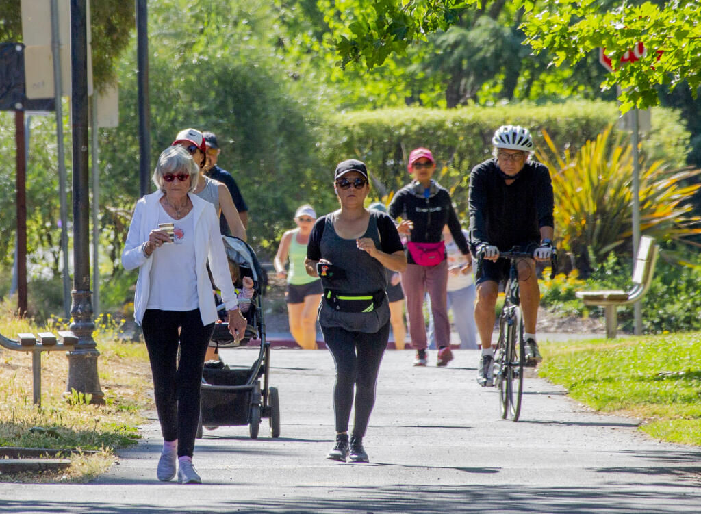 The multi-use Sonoma City Trail between Sonoma Highway and Fourth Street East  is shared by walkers, runners, and bicyclists on Thursday, June 17, 2021. (Photo by Robbi Pengelly/Index-Tribune)