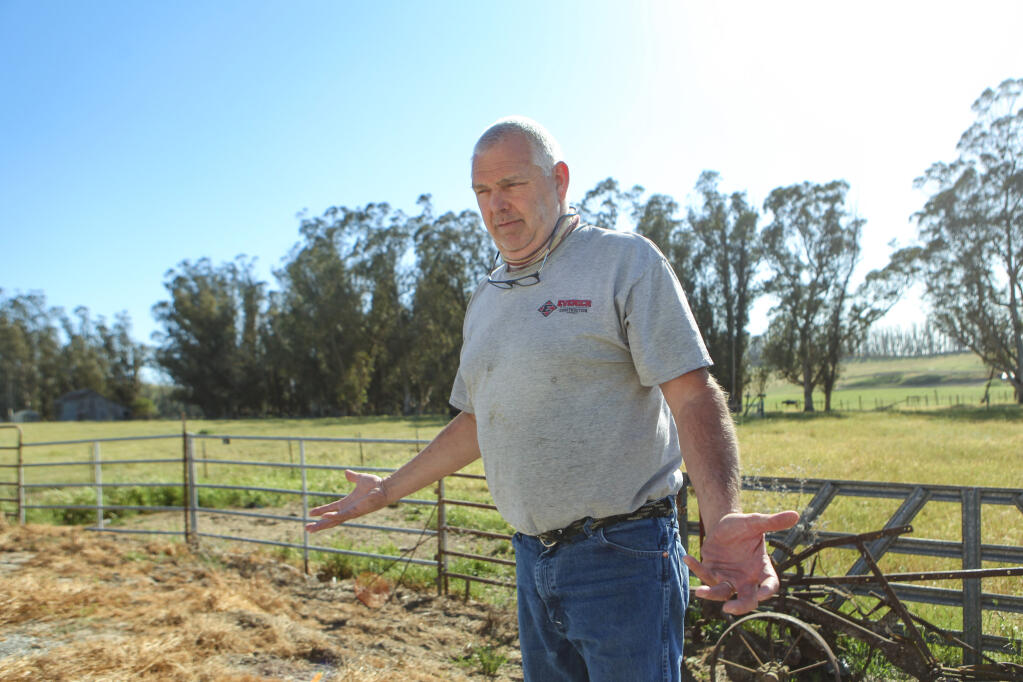 Ron Evenich who lives in the Pepper Lane neighborhood near proposed commercial cannabis farm, opposes a looming ordinance change that could streamline cannabis cultivation in Sonoma County. He is pictured here Monday, May 10, 2021, discussing his concerns. (CRISSY PASCUAL/ARGUS-COURIER STAFF)
