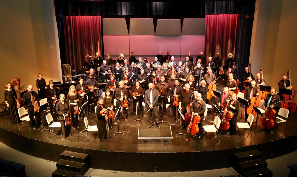 The Sonoma County Philharmonic Orchestra. No, they won’t all fit on the Cinnabar Stage, so instead music fans will enjoy the company’s Brass Quintet and the Strings Quartet. (COURTESY OF SONOMA COUNTY PHILHARMONIC)