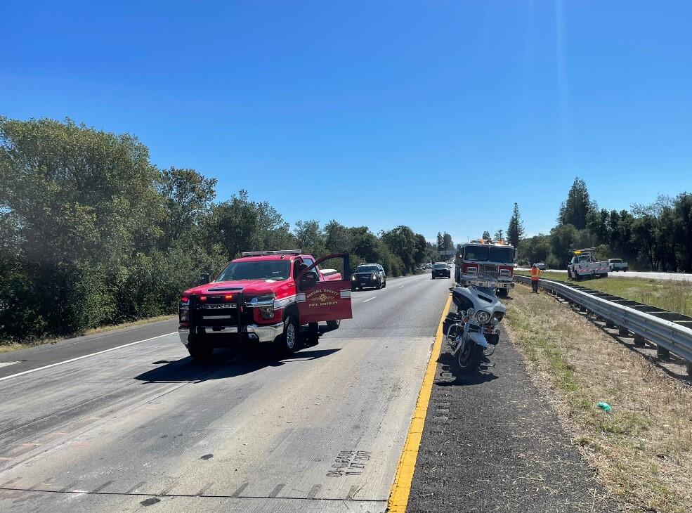 A crash blocked Highway 101 in Windsor Wednesday, Sept. 28, 2022. (Sonoma County Fire District/Twitter)
