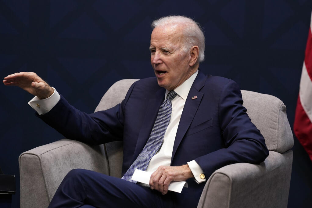 President Joe Biden meets Australian Prime Minister Anthony Albanese at Naval Base Point Loma, Monday, March 13, 2023, in San Diego. (AP Photo/Evan Vucci)